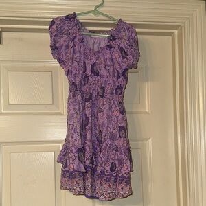 Bela and Nuni Purple Floral Ruffle Dress